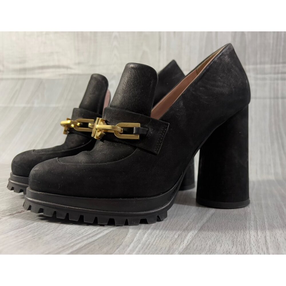 MAX MARA suede High Heel moccasins shoes sz 35 EU 5 US color black